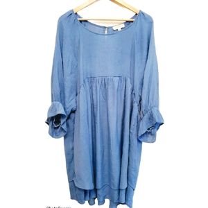 Umgee Babydoll Boho Layered Blue Dress 1XL